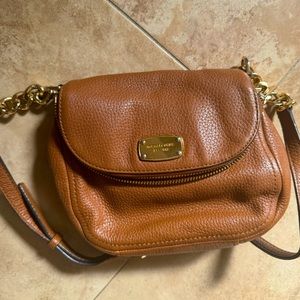 Michael Kors Camel Brown Crossbody Purse with Gold Chain Detail